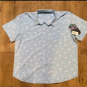 Mountains and Isles Light Blue Patterned Men's Shirt